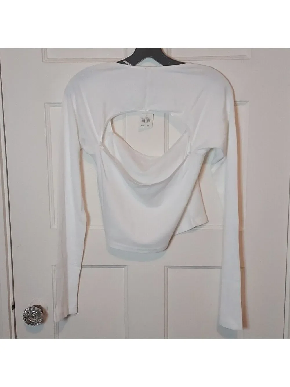 Anthropologie Long Sleeve Knit Crop Top Light Sand